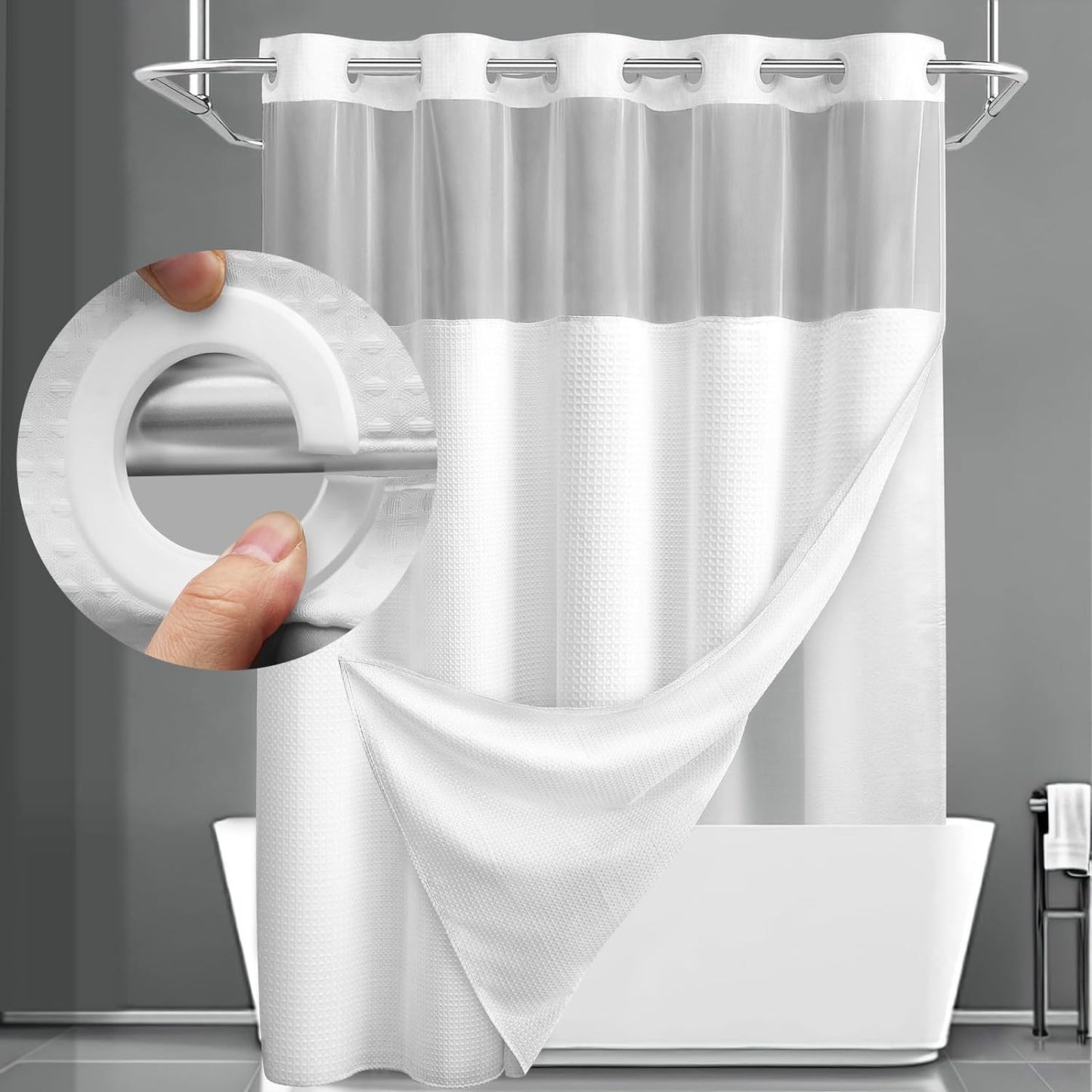 Hookless Shower Curtain with Liner