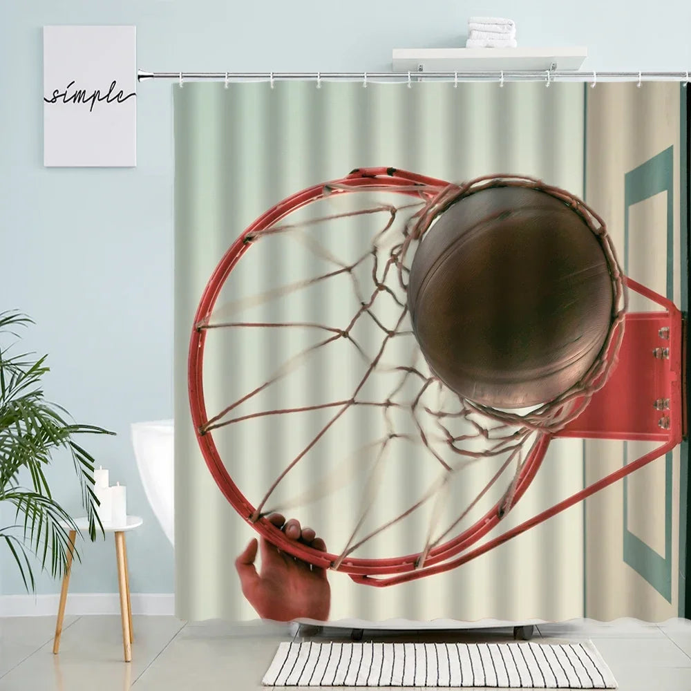 Basket Ball Themed Shower Curtain