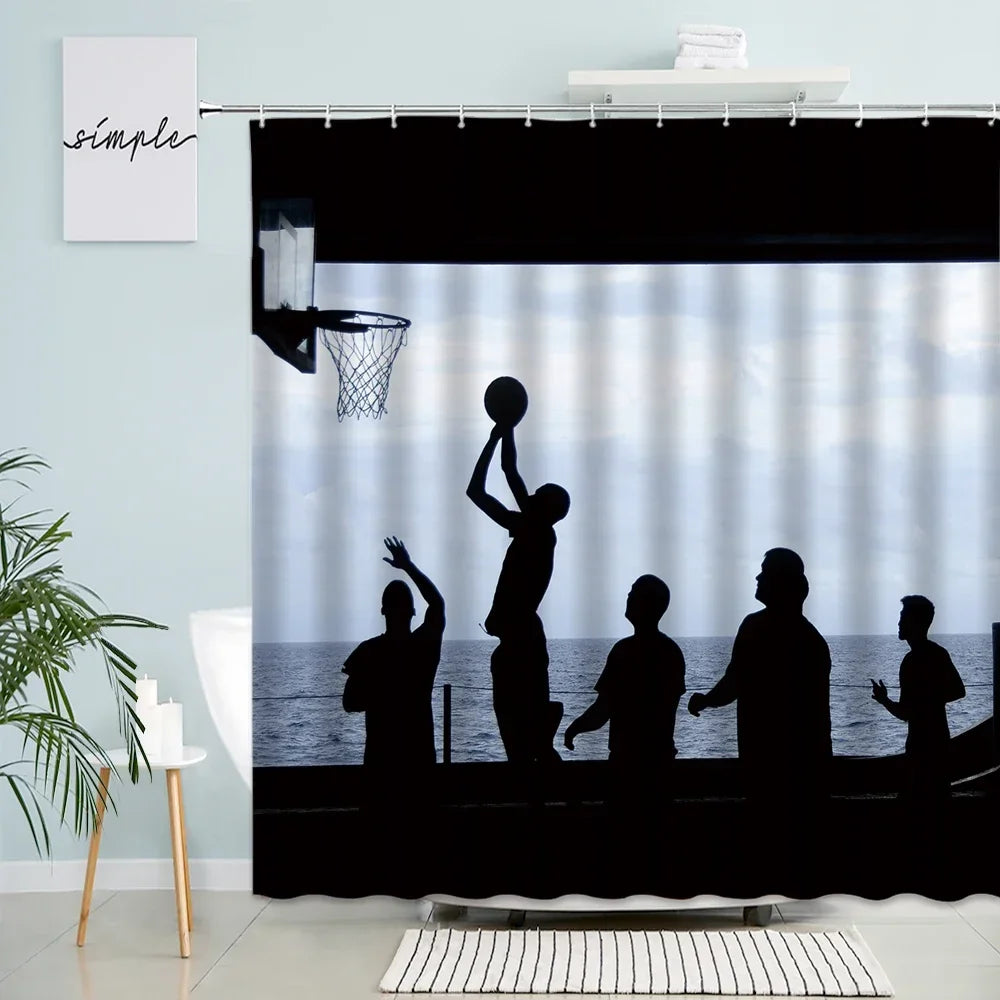 Basket Ball Themed Shower Curtain