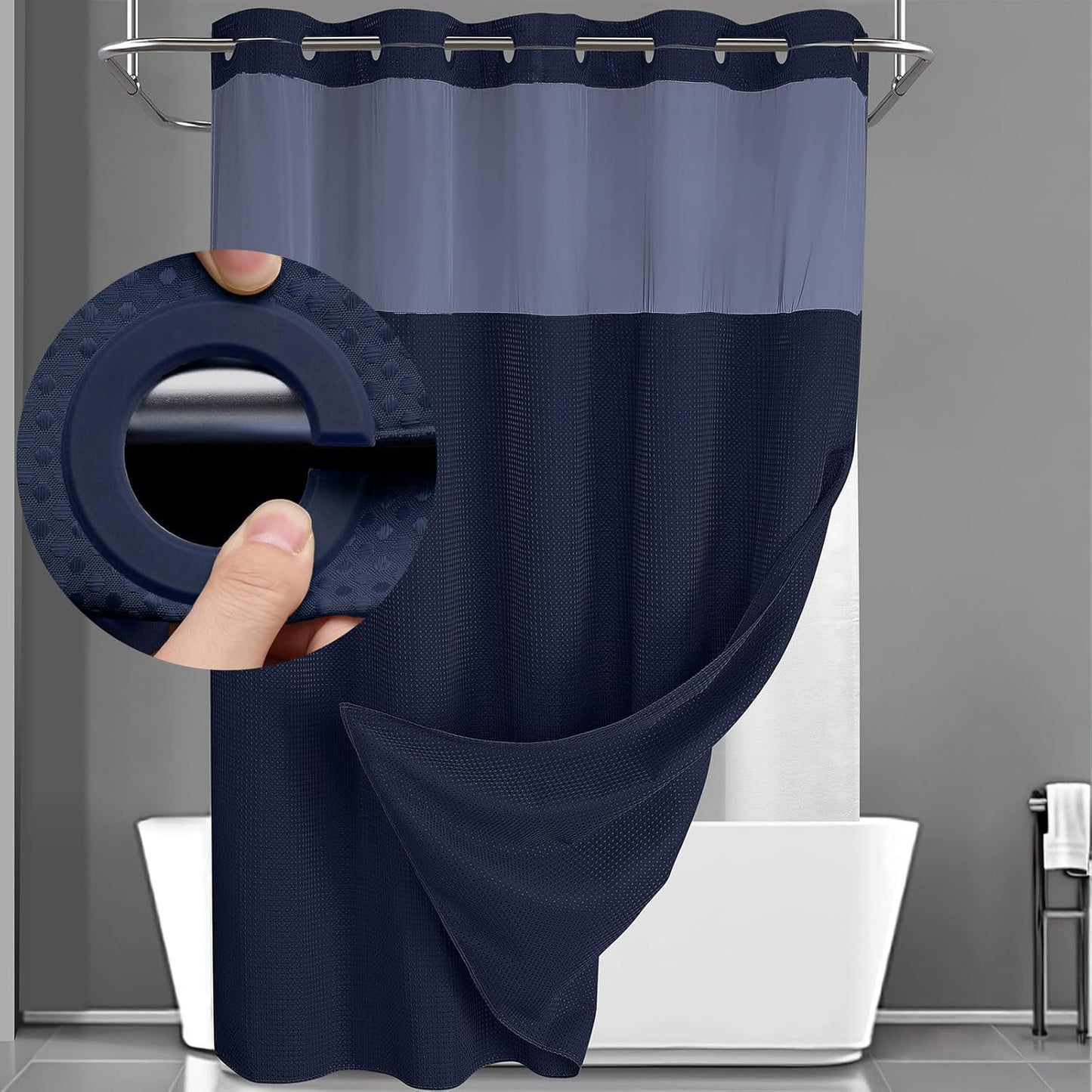 Hookless Shower Curtain with Liner